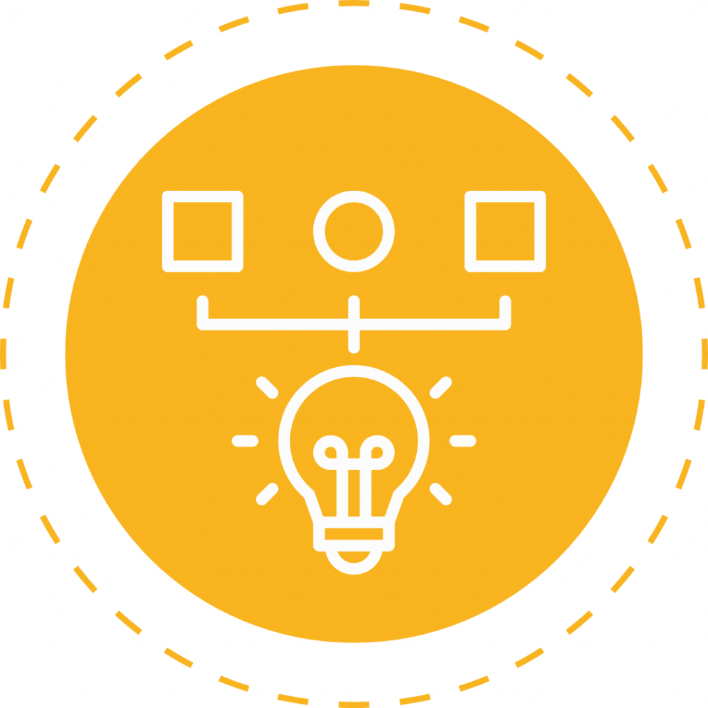 Icon für Weiterbildung mit Glühbirne und Lernpfade