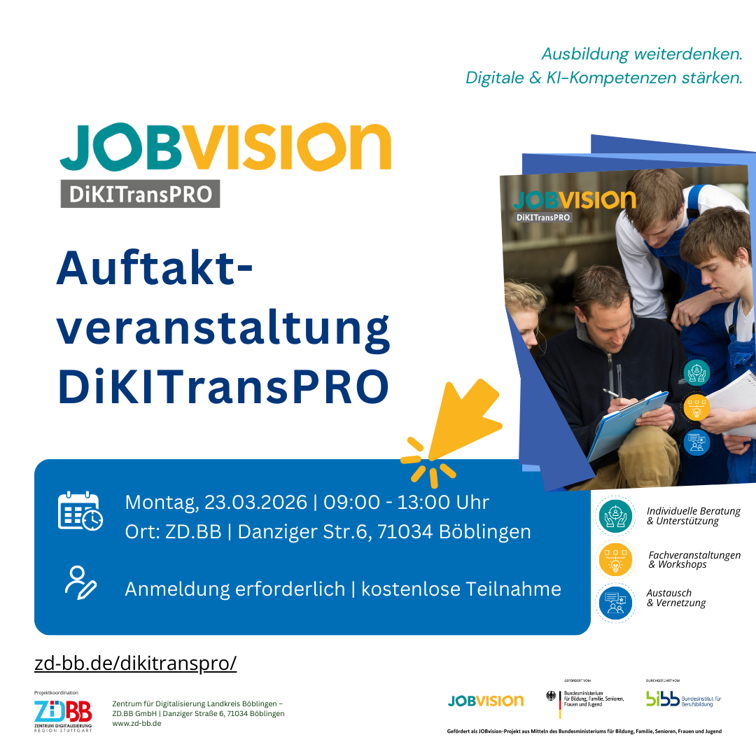 Visual zur Auftaktveranstaltung JOBvision-Projekt DiKITransPRO