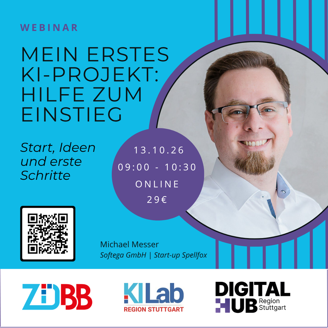 Visual zum Webinar: Mein erstes KI-Projekt am 13.Okt